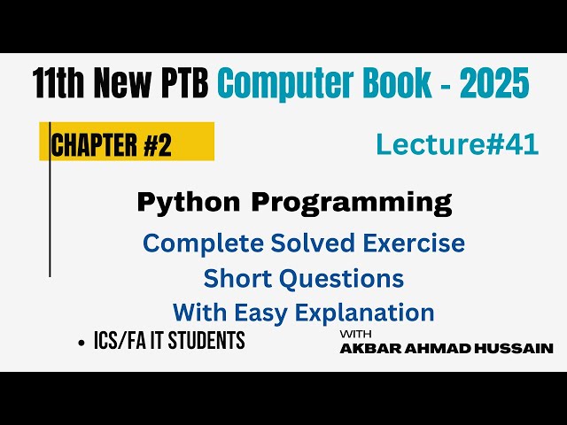 Python Chapter 2 Solved Short Questions | 1st Year Computer Science | PTB|ICS|FA IT Easy Explanation