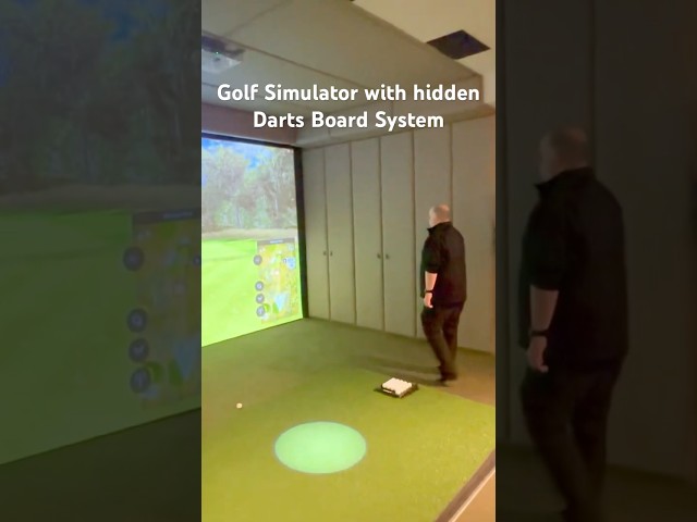 Golf Simulator with hidden Darts Board System #golfsimulator #golftech #trackmangolf #darts #scolia