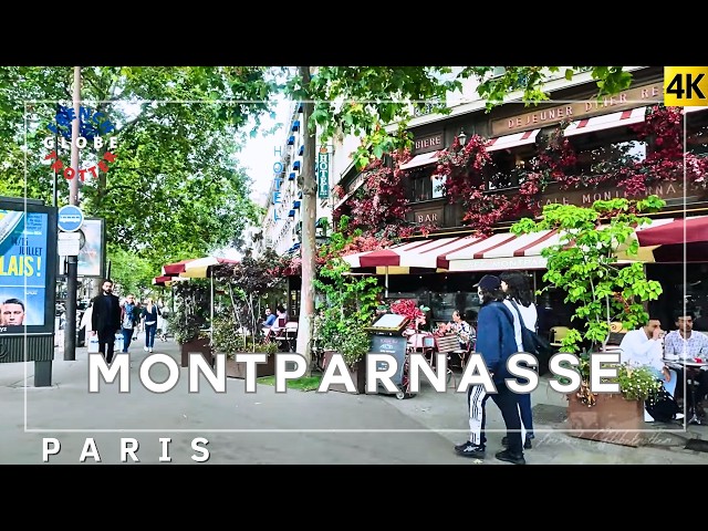 Paris Montparnasse 🇫🇷Busy 14th Arrondissement Walking Tour 4K Café Terrace Cinemas➜ Highest Tower