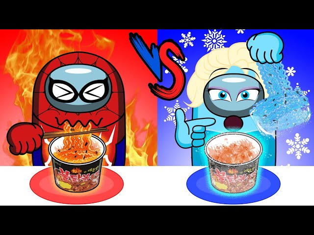 Hot VS Cold Food Challenge - AMONGUS ANIMATION MUKBANG