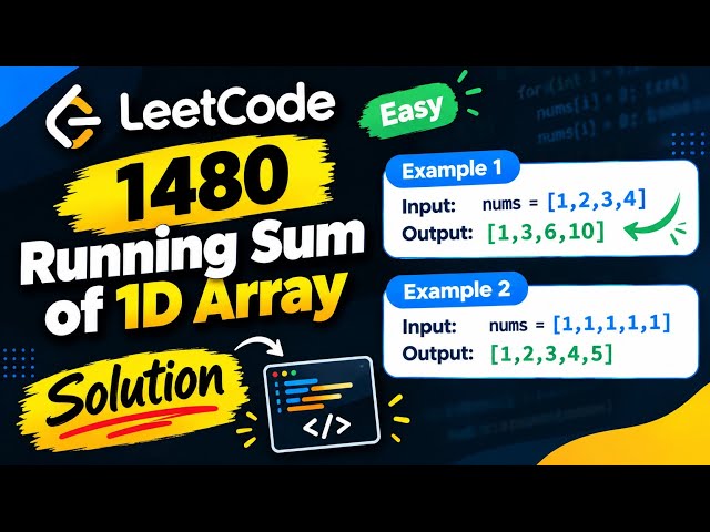 LeetCode 1480 Running Sum of 1D Array | Easy Array Problem Explained in Java