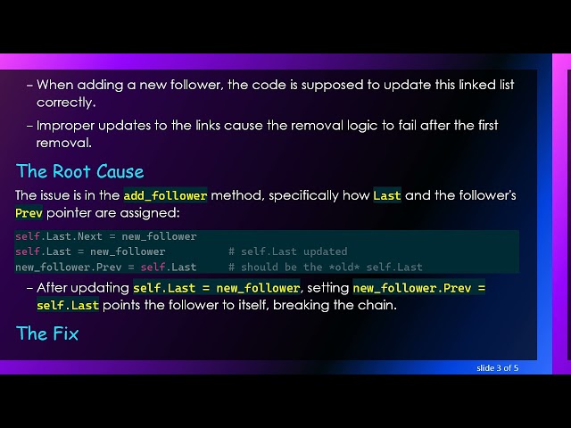 Fixing the remove_last_follower Issue in a Turtle Snake Chain Project