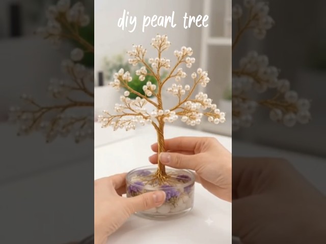 pearl tree from golden wires | diy pearl tree #diy #ytshorts #shorts #viral