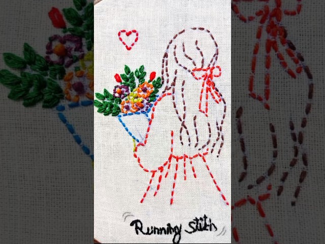 🪡Running Stitch Embroidery | Beautiful Color Guide for Beginners 🧵✨#RunningStitch #Embroidery🫧🥰🥰😍