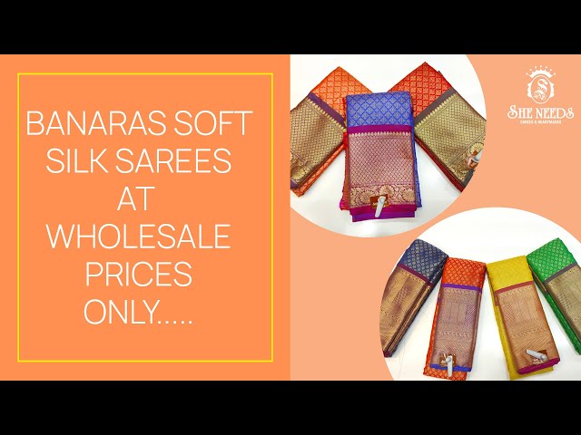 Banaras soft silk sarees at wholesale prices only..... #sheneeds #resellers #lowcost #bestprice