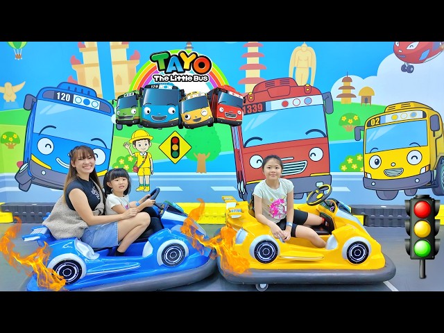 Visiting Tayo Playground, Playing with Toy Cars, Playing in the Sand, and Learning Toy Traffic Signs