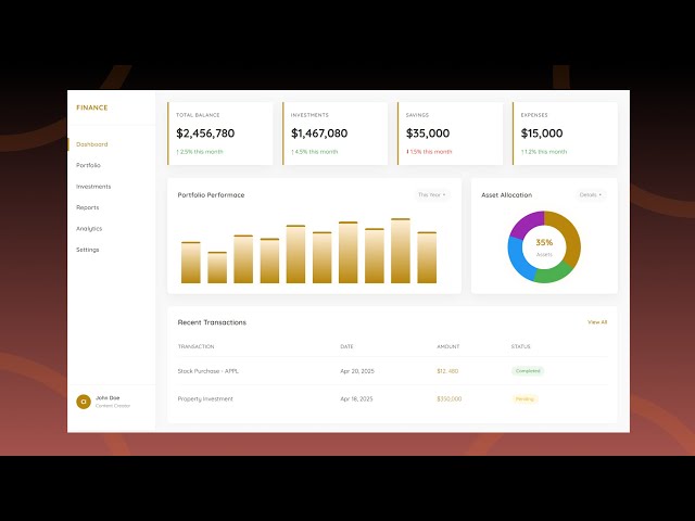 Create a Responsive Dashboard with HTML and CSS | Create a Finance Dashboard with HTML and CSS