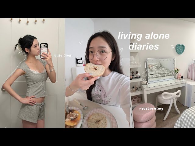 REDECORATING my apartment vlog🍓: cute furniture, days living alone, summer in the city, cooking