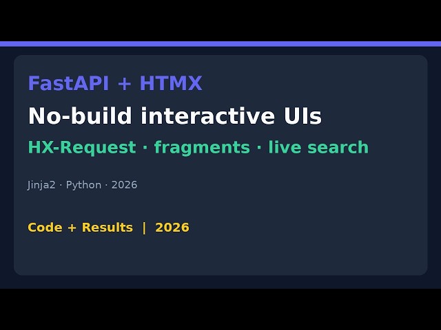 Build Interactive UIs with FastAPI + HTMX (2026)