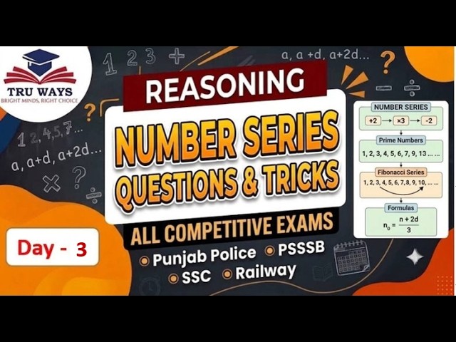 Number Series (Day 3) | Reasoning Special | Theory + MCQs - PSSSB, Punjab Police & All Exams