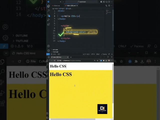 CSS Background Color in 10 Seconds | Telugu CSS Tutorial #shorts #fyp #telugu #coding #css #trending