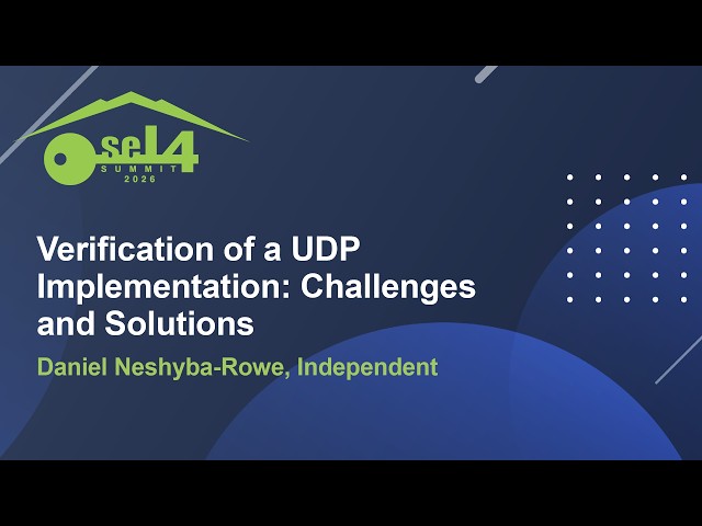 Verification of a UDP Implementation: Challenges and Solutions - Daniel Neshyba-Rowe, Independent