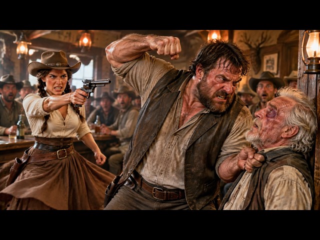 A Drifter Bloodied an Elderly Farmer in the Saloon—Then His Daughter Walked In, Colt Drawn