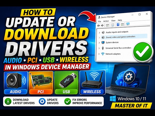 How to Update & Download Any Driver in Windows 10/11 | Audio, PCI, USB & Wireless Drivers