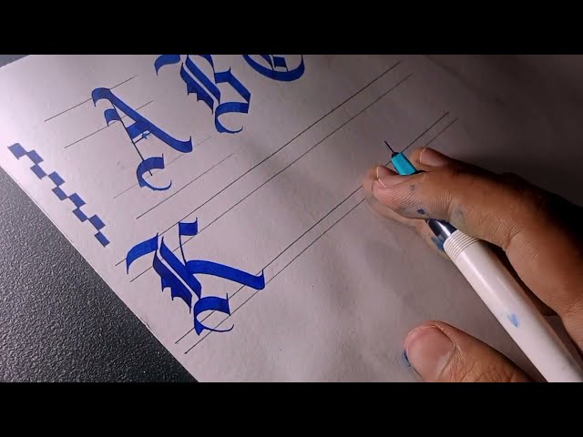 Gothic Calligraphy Alphabet : K (using pilot parallel pen) | Learn Blackletter Calligraphy 
