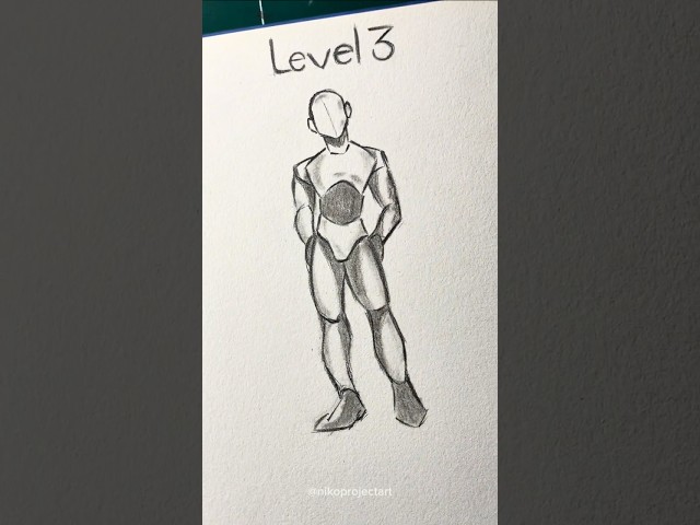 Stickman body drawing in Level-1,2,3✨#art #drawing #howtodraw #stickman #tutorial #shorts