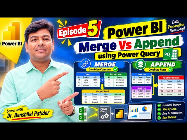 Power Query Merge & Append Tutorial for Beginners in Hindi| | Episode 05