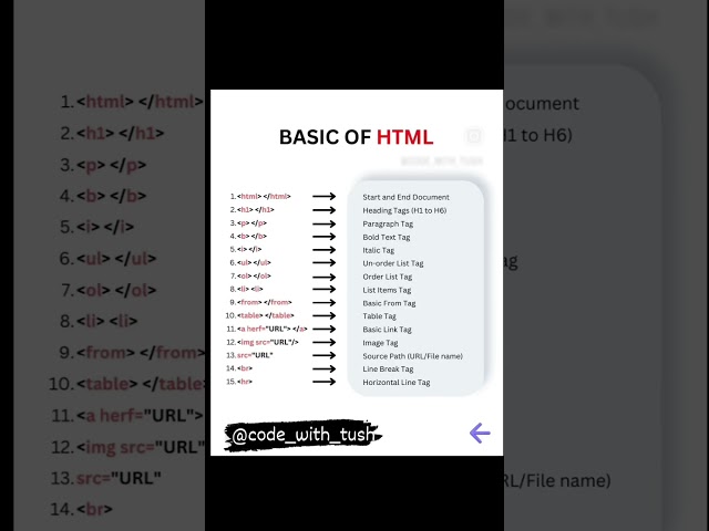 basic HTML tags