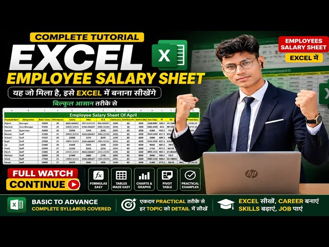 Employee Salary Sheet in Excel Fully Automatic Payroll System Salary Slip Formula Step by Step Hindi