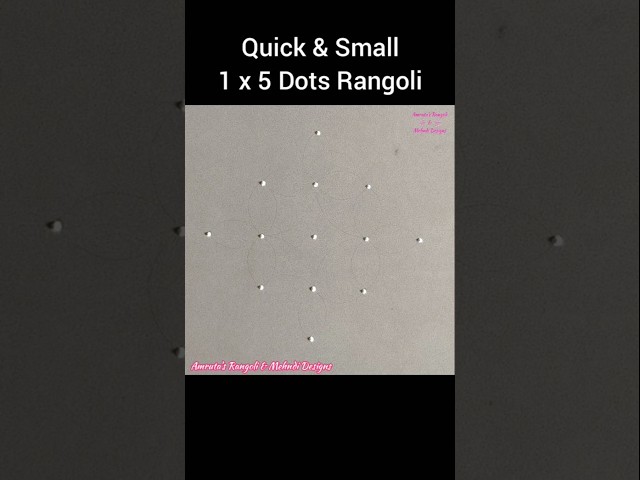 Quick 1 x 5 Dots Small Rangoli, Simple Kolam, Muggulu Design Easy #rangoli #kolam #Shorts