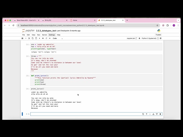 Python Crash Course - 1.6 Text data type