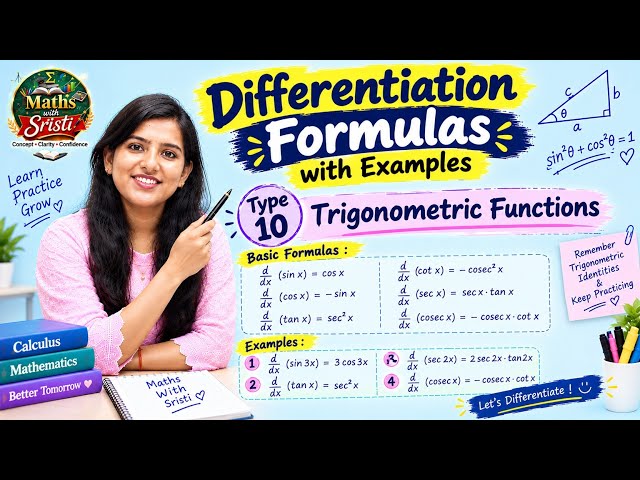 TYPE 10: Trigonometric Functions 🔥| DIFFERENTIATION FORMULAS WITH EXAMPLES 📚🎯 #maths #shorts