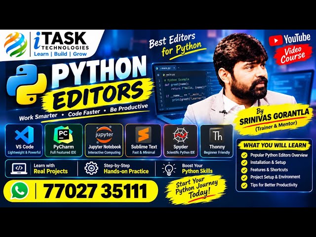 Python Editor Setup for Beginners | VS Code, PyCharm & Jupyter Explained | Srinivas Gorantla