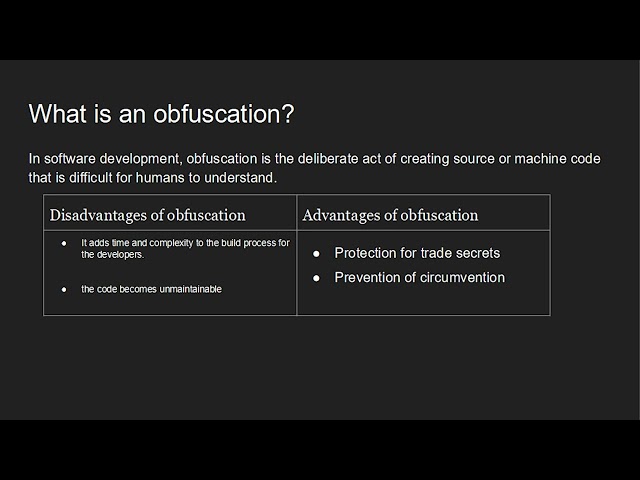 WHAT IS OBFUSCATION?