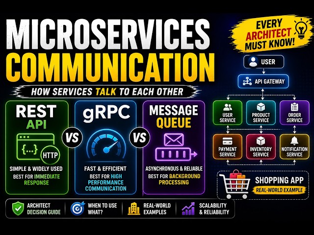 Microservices Communication - REST API vs gRPC vs Message Queue
