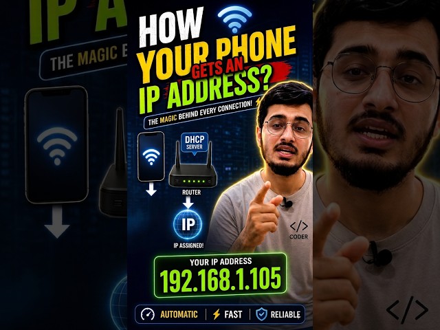 How Your Phone Gets an IP Address! 📱🌐 #DHCP #Networking #Shorts