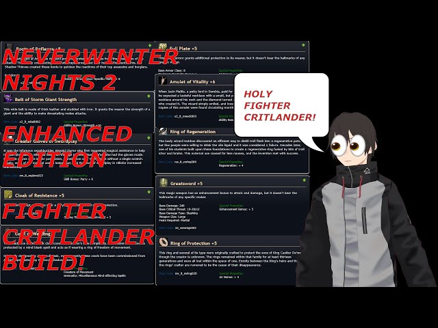 VTUBER makes Neverwinter Nights 2 Fighter Critlander Build