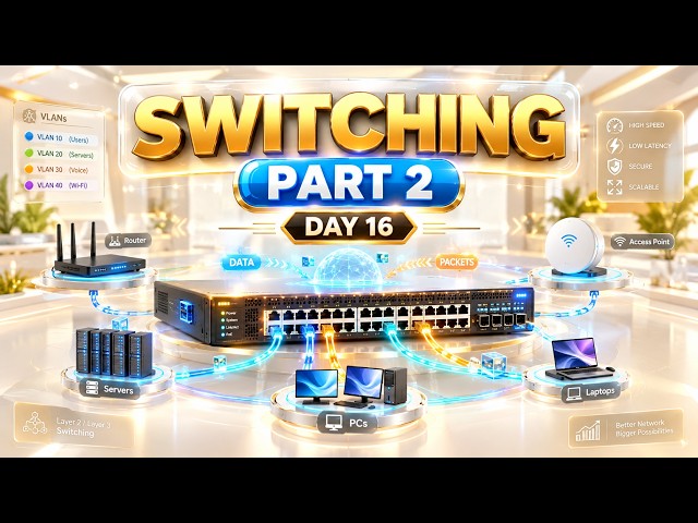 SWITCHING PART 2 🔥 | VLANs, Packets, Layer 2/3 & Network Switching Explained | Day 16