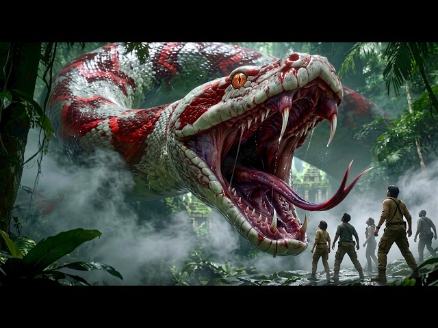 【FULL MOVIE 4K】Stranded on a Deserted Island! A Giant Prehistoric Python Hunts the Expedition Team!