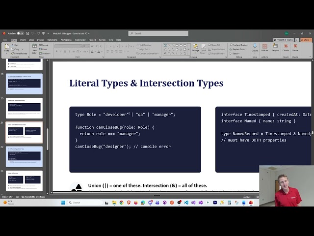 TypeScript Lecture & Code Demo - Union Types and Narrowing