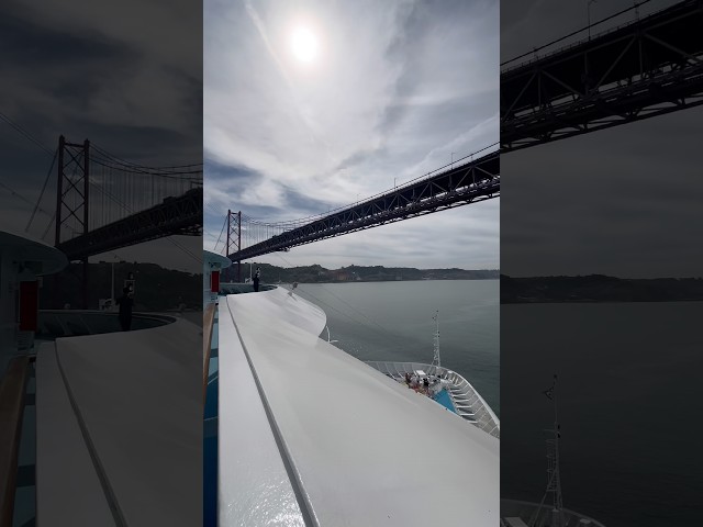 A huge ship is passing under the bridge #Cruise Ship