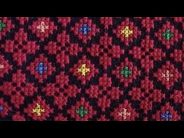 🌺 Beautiful Red Flower Cross Stitch on Jute | Easy Hand Embroidery Flower Design
