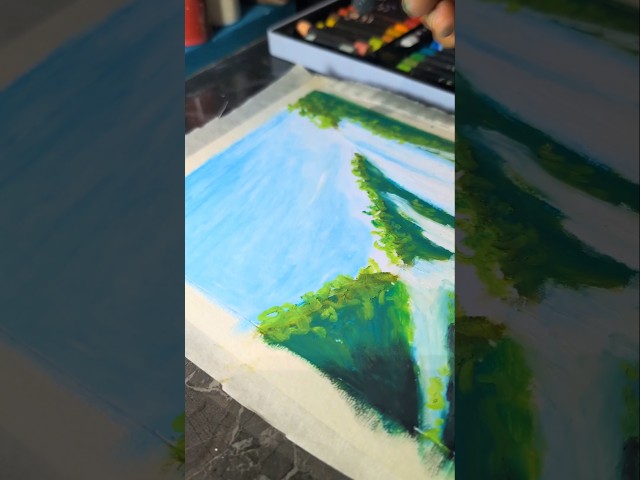 Easy Waterfall Drawing with Oil Pastels | Step by Step Tutorial for Beginners #drawing #shorts #art