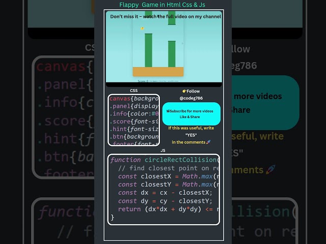 Flappy Bird Game Using HTML CSS & JavaScript 🎮 | Beginner Project
