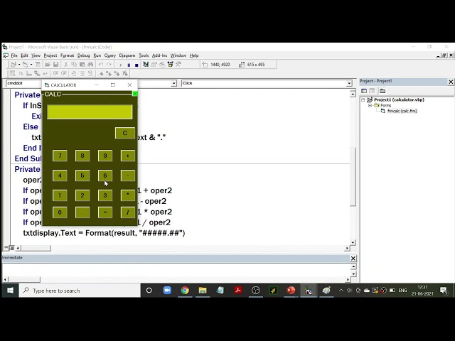 Program to create a calculator application in Visual Basic