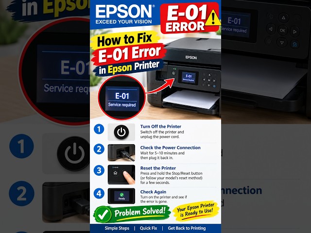 Epson E-01 Error Solution | Easy Fix Step by Step