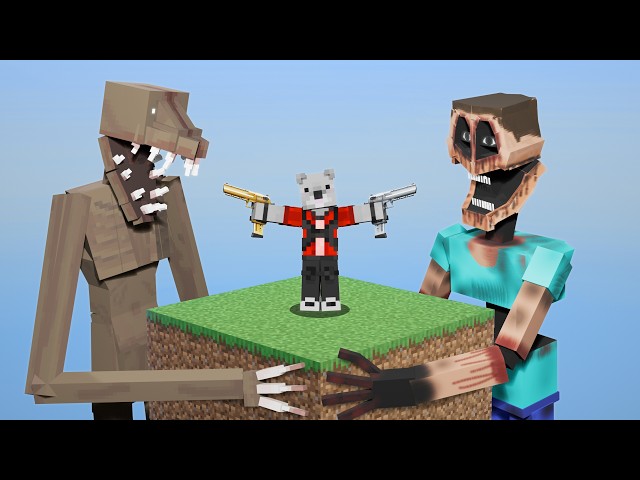 Horror Minecraft, But It's ONE CHUNK With GUNS