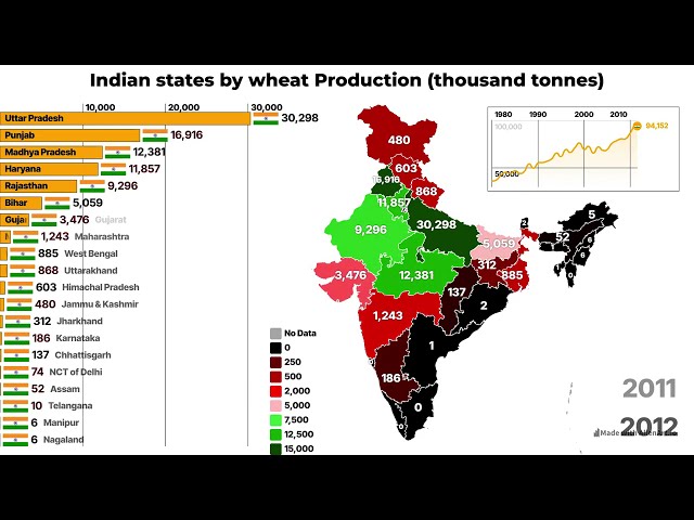 Indian states by wheat Production | Which Indian states produces most rice? #indianstate