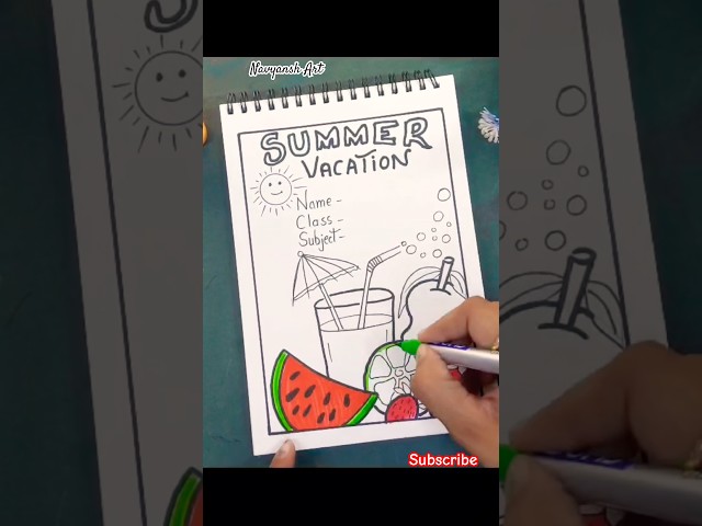 Summer Vacation Front Page design idea💗 #frontpagedesign #borderdesign #summerproject  #drawing