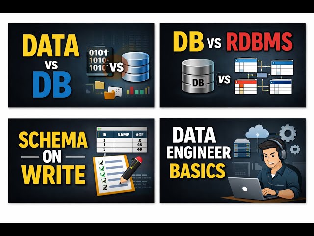 1. Data Engineer Basics | Data vs Database vs RDBMS | Schema on Write Explained