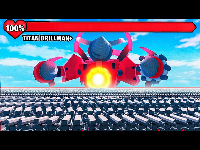 1000 Cameramen vs Upgraded Titan Drillman in Roblox Battle Simulator