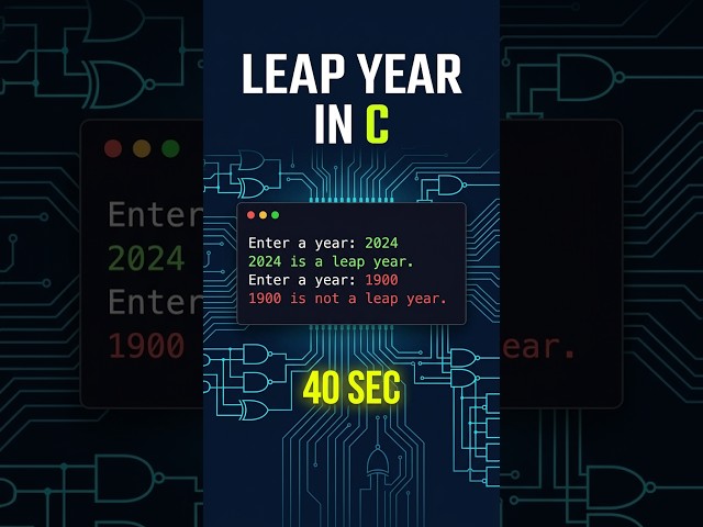 C Program to Check Leap Year in 40 Seconds 🔥 #shorts
