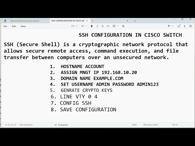 SSH CONFIGURATION IN CISCO PACKET TRACER APPLICATION