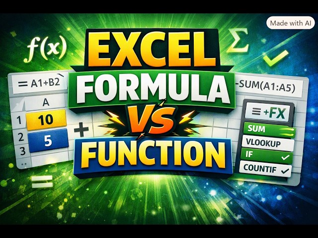 Excel Mastery: Formula vs Function Explained Part 1#Automation.lover#Amit MIS Training#