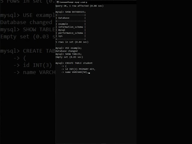 How to Create a Table in MySQL  using CMD | Beginner’s Tutorial