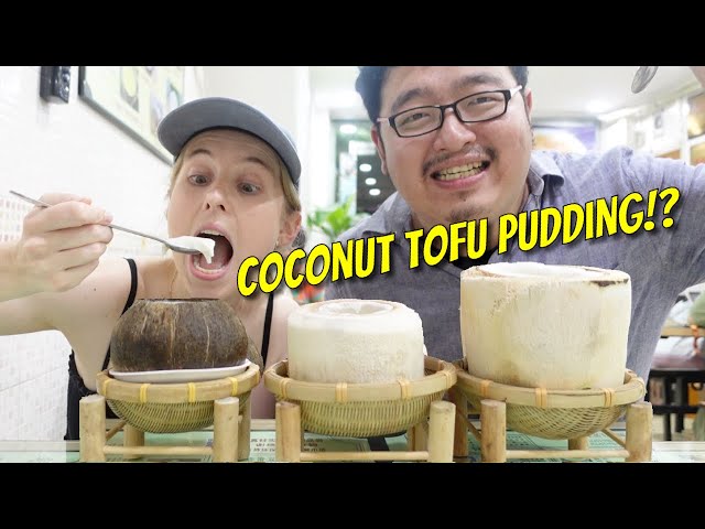 The BEST dessert OF MY LIFE: Coconut tofu pudding served in a coconut!!!